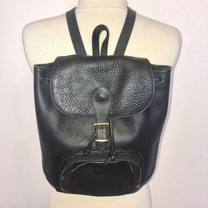 black soft leather backpack