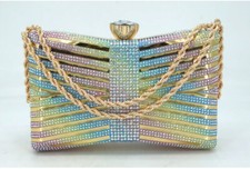New Vintage Crystal Rhinestone Evening Handbag Purse Clutch Party Wedding/XH61