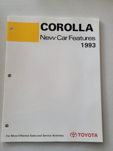 Toyota New Training Manual Car Features 1993 Book Corolla Models Guide Technicia - Picture 1 of 4