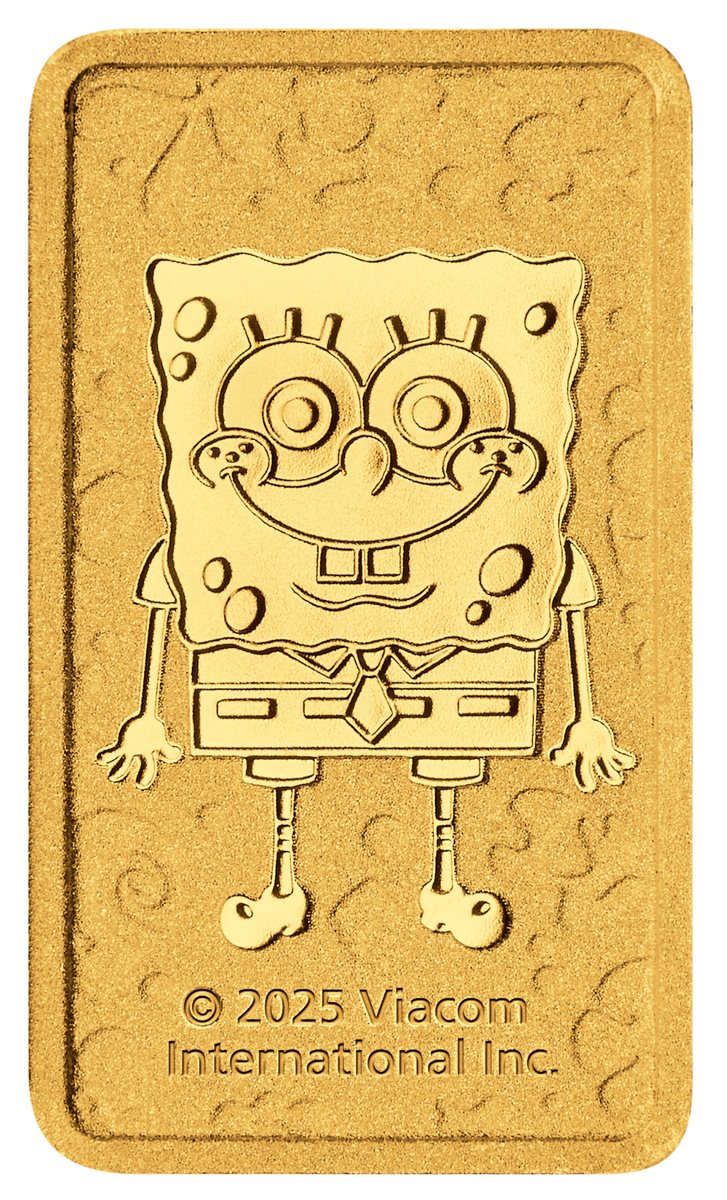2025 SPONGEBOB SQUAREPANTS – 1g .9999 Gold Perth Mint Minted Bar