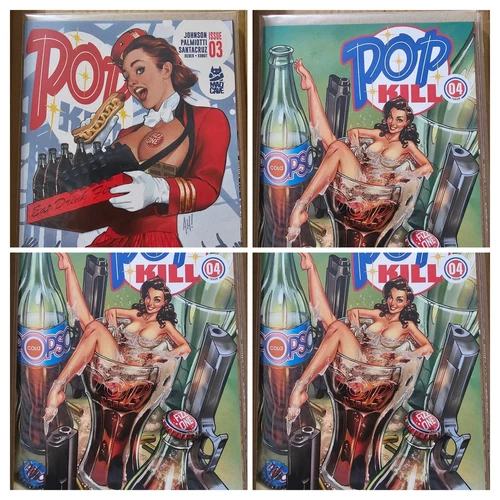 4 book lot - Adam Hughes & J. Scott Campbell POP KILLS 3 & 4 NM