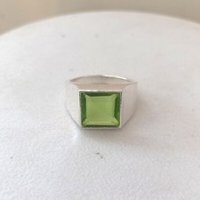 Peridot Men's Ring Solid 925 Sterling Silver Handmade Band Ring All Size AK31