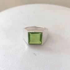 Peridot Men's Ring Solid 925 Sterling Silver Handmade Band Ring All Size AK31