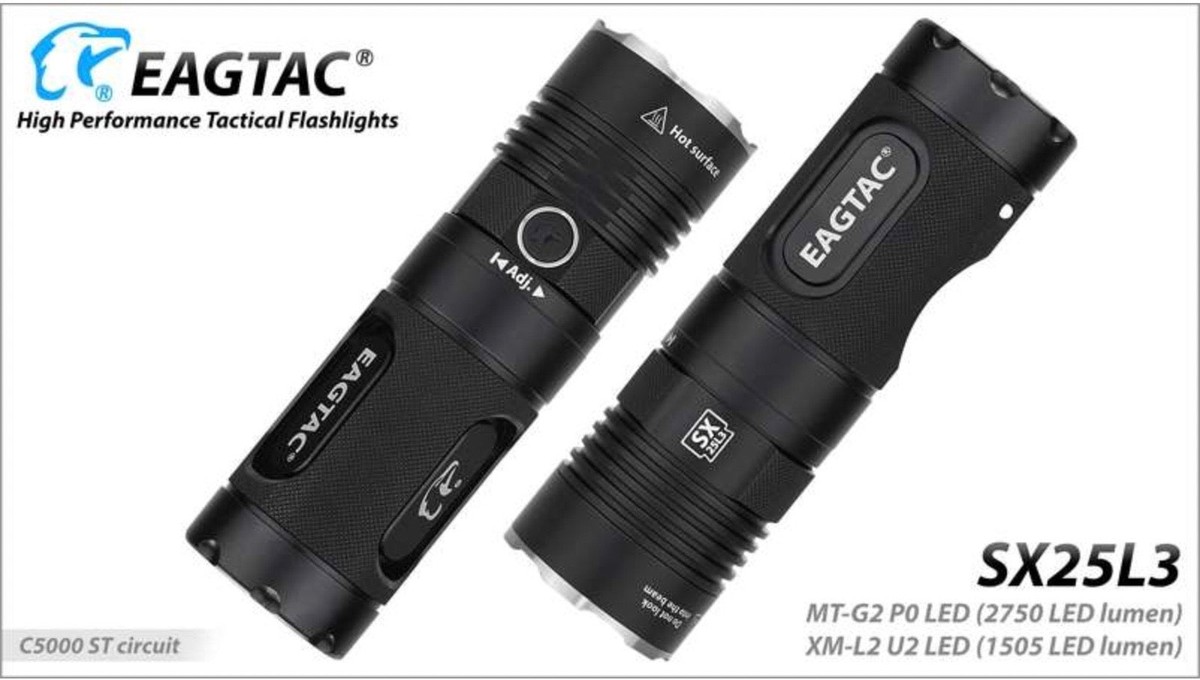 EagleTac SX25L3 XM-L2 U2 LED 1505 Lumen 6 x CR123 / 3x 18650 -No