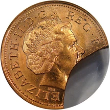 2000s G BRIT 2P ANACS MS62RD CLIPPED PLANCHET ~ MAJOR MINT ERROR!