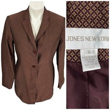 Jones New York Blazer Womens Size 6 Brown Work Office Casual Jacket Lightweight