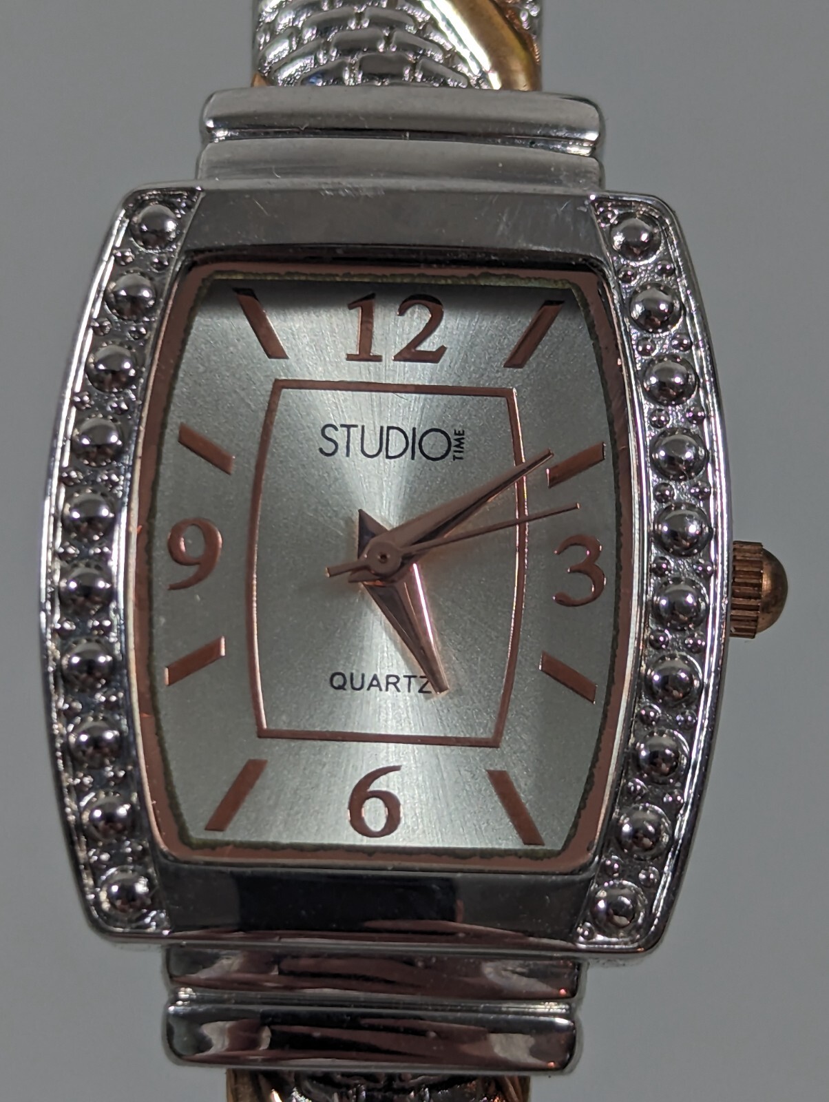 Studio Silver Tone Dial Rectangle Case Hinge Open… - image 1