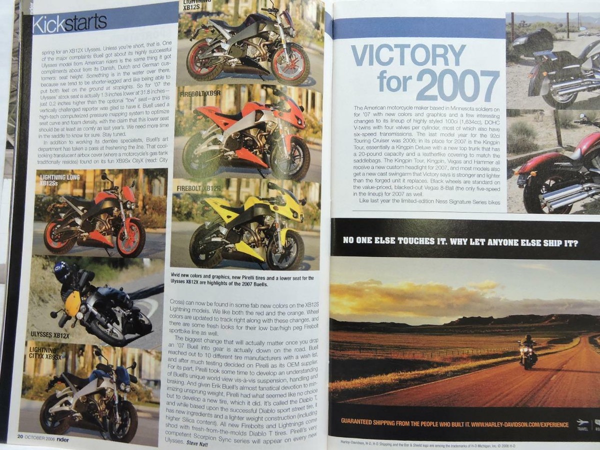 Rider Magazine October 2006 Kawasaki Ninja ZX-14 Harley