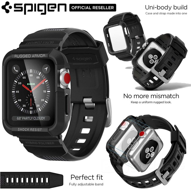 Spigen Rugged Armor Pro Cover W Band 38/42mm for Apple Watch Case S3/s2/s1  for sale online | eBay
