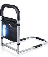 Bed Rail for Elderly Adults Safety Hand Bar Motion Light Storage Pouch