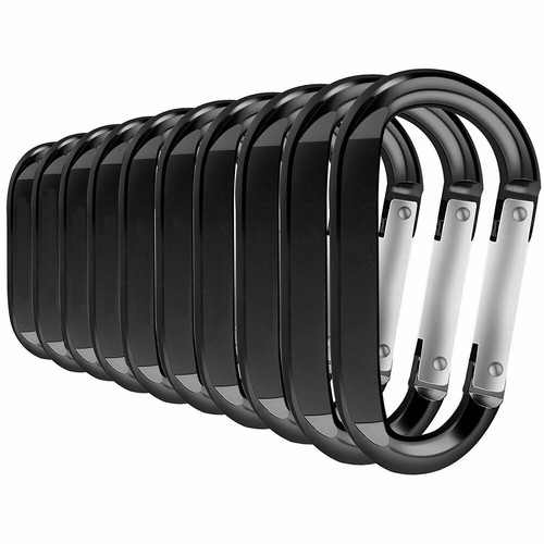 Carabiners Clip Set 10 Pack of Locking D Ring Shape Clips NEW eBay