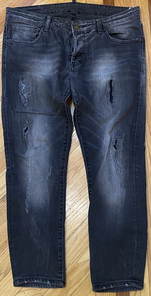 Dsquared2 Men’s Distressed Jeans Black/Gray Size W50  L34 Made In Italy - Image 2 of 4