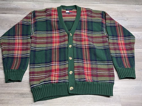 Vintage Tommy Hilfiger Pullover Cardigan Schottenkaro Strick Opa Preppy Gr. M