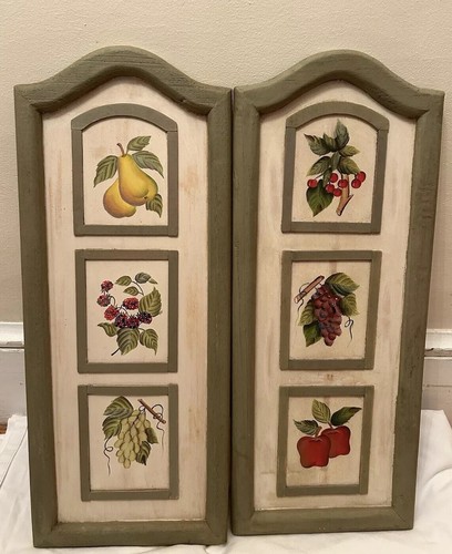 Vintage Home Interiors Fruit Paintings Wall Decor Pear Grapes Cherry Apples - Picture 2 of 10