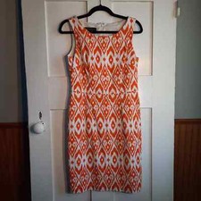 NINE WEST Orange Geometric Print Sleeveless Tank Dress sz6