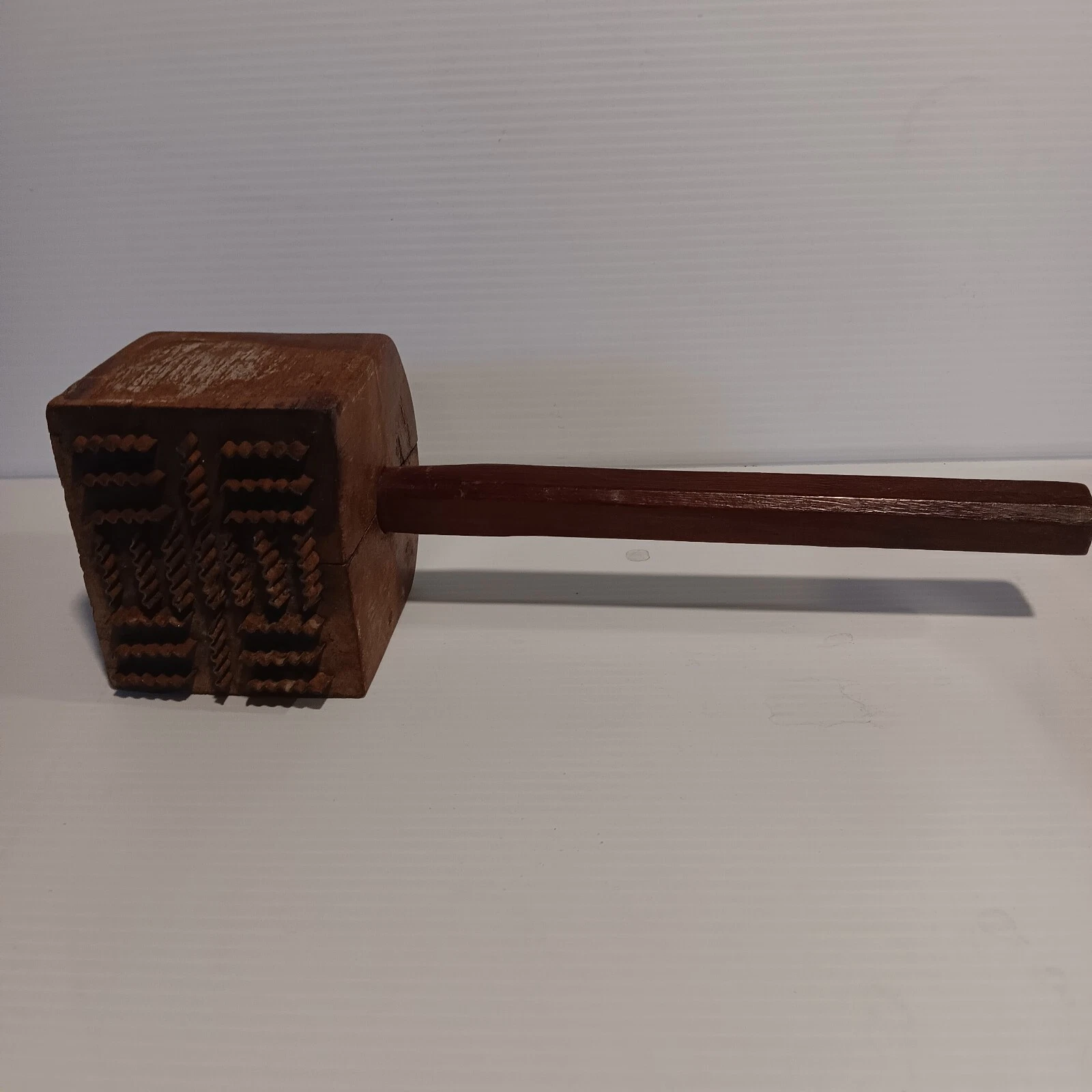 Primitive Antique Vintage Butcher Meat Tenderizer, Hand Crafted W Corigated Nail
