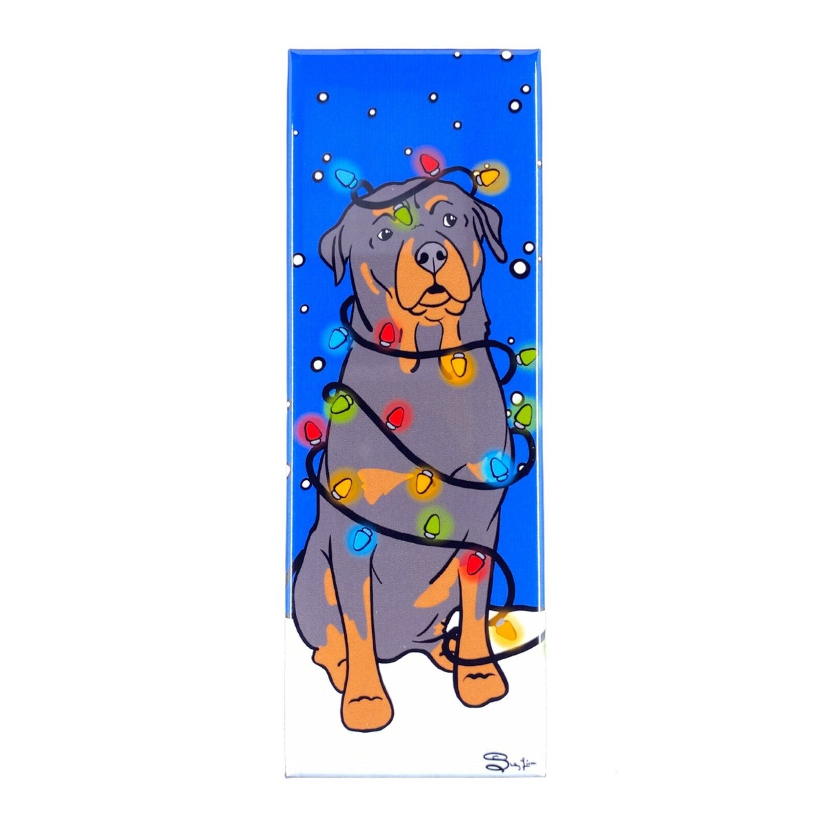 Rottweiler Dog Christmas Light Magnet Handmade Holiday Decor Stocking  Stuffer