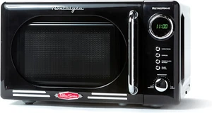 Compact Retro Microwave Oven - 0.7 Cu. Ft., 700W, LED Display, Child Lock, Black