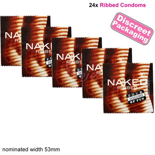 FOUR SEASONS NAKED RIBBED 12-300 CONDOMS LARGE PLEASURE 52MM LUBRICATED NEW - Picture 27 of 39