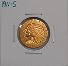1911-S $5 Indian Head Gold Half Eagle XF+