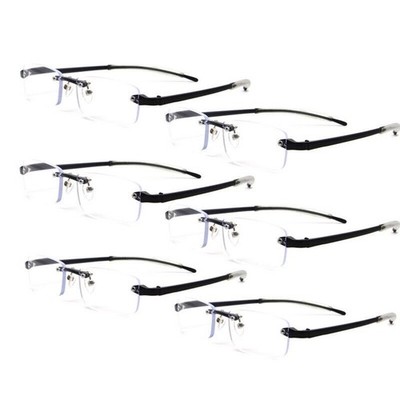 6 Pack Reading Glasses Rimless Ultralight  Readers for Women Men +1.0 to +4.0