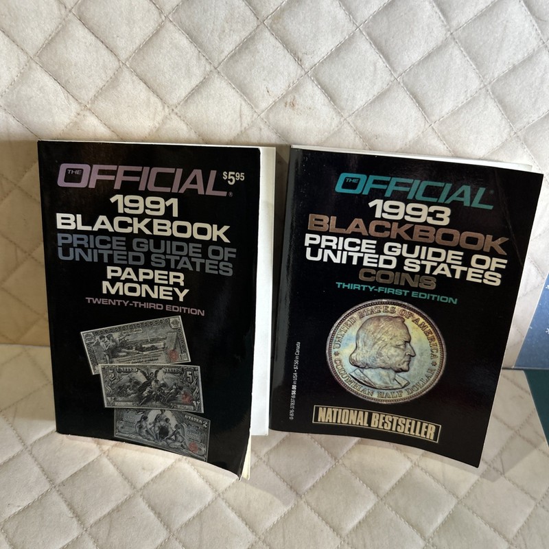 Official Blackbook Price Guides United States Paper Money & Coins (1991 & 1993)