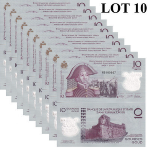 Haiti 10 zucche 2013 P 279 polimero UNC commemorativo 1/10 pacchetto lotto 10 pezzi senza prezzo di riserva