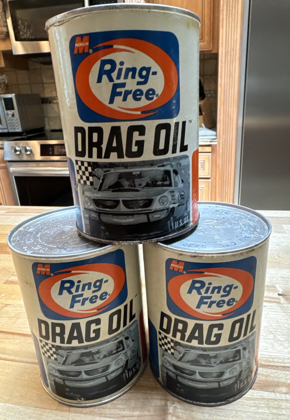 Vintage 1968 NOS Ring Free Drag Oil – Unopened Set of 3-image
