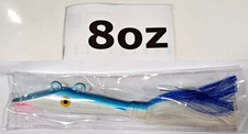 Blue/White - 8ounce Sidewinder - Darter Jig!! "Hand made in USA" Go Deep!