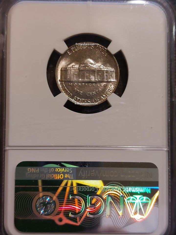 1957 MS65 5 Full Steps NGC Jefferson Nickel 6530345-013 - Image 2 of 3