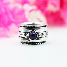 Amethyst Spinner Ring, Designer Ring, 925 Silver Ring, Floral Design Ring Gift 