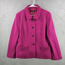 Talbots Magenta Pink Wool Blend Ruffle Pocket Blazer Jacket Womens 16