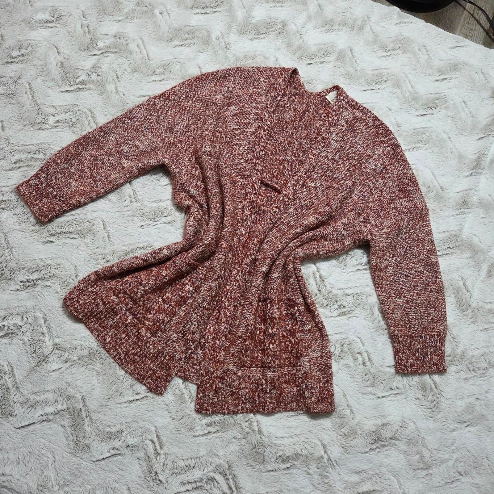 Universal thread marled yarn open front knit card… - image 1