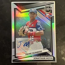 Jonathan Moya 2022 Panini Elite Extra Edition AUTO #/185 PRIME NUMBERS DPL #186