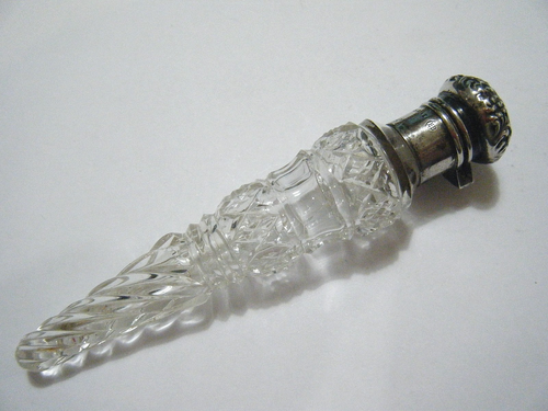 Victorian Cut Crystal Vail Perfume Bottle Unger Brothers Sterling Hinged Cap - Picture 1 of 8