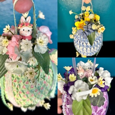 Set Of 3 Cloth Easter Eggs 4  Tall Handmade