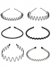 Black Metal Unisex Sports Hairband Headband Wave Alice Style Hair band Men Women