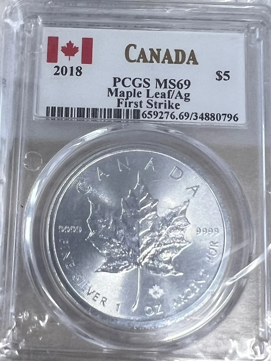 Canadian Maple Leaf MS 69 PCGS Certified Silver Bullion Coins for