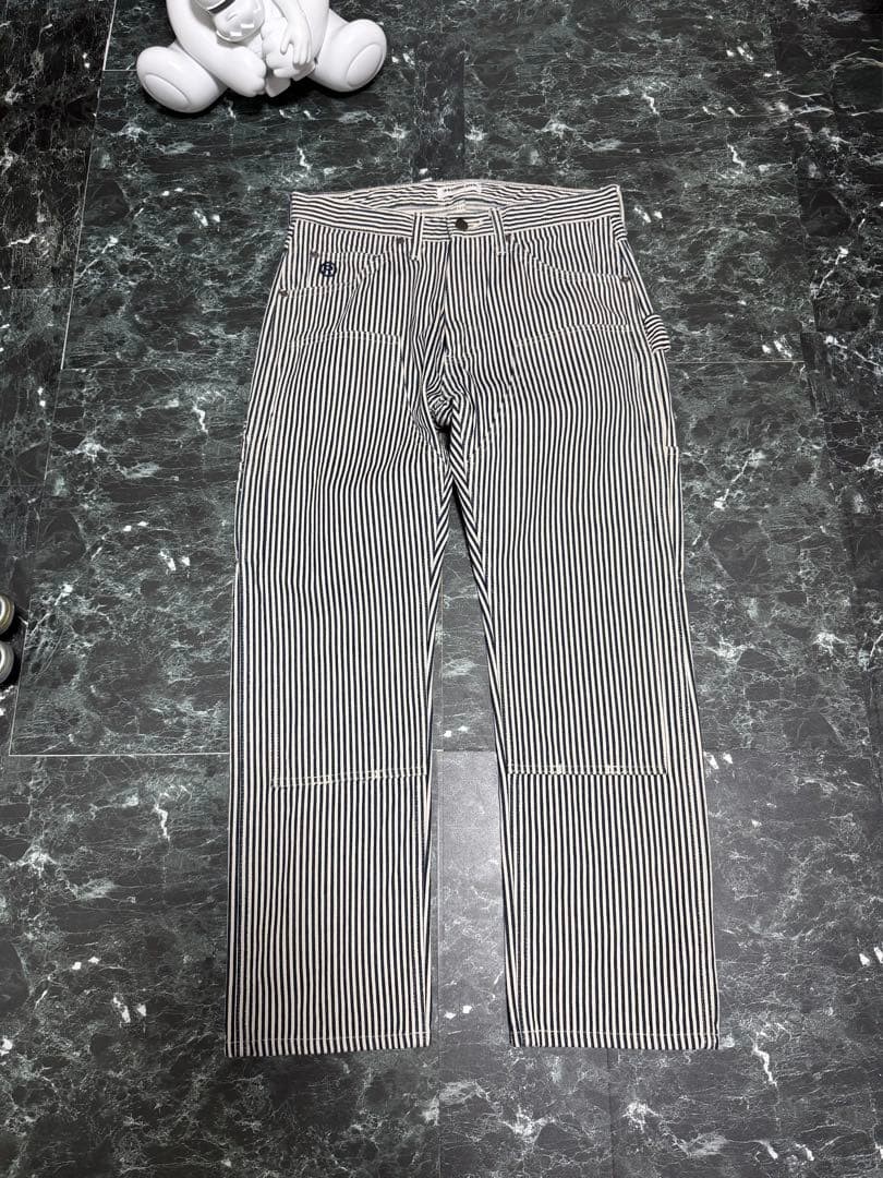 A BATHING APE Cotton Hickory Double Knee Painter Pants Blue S BA0226232