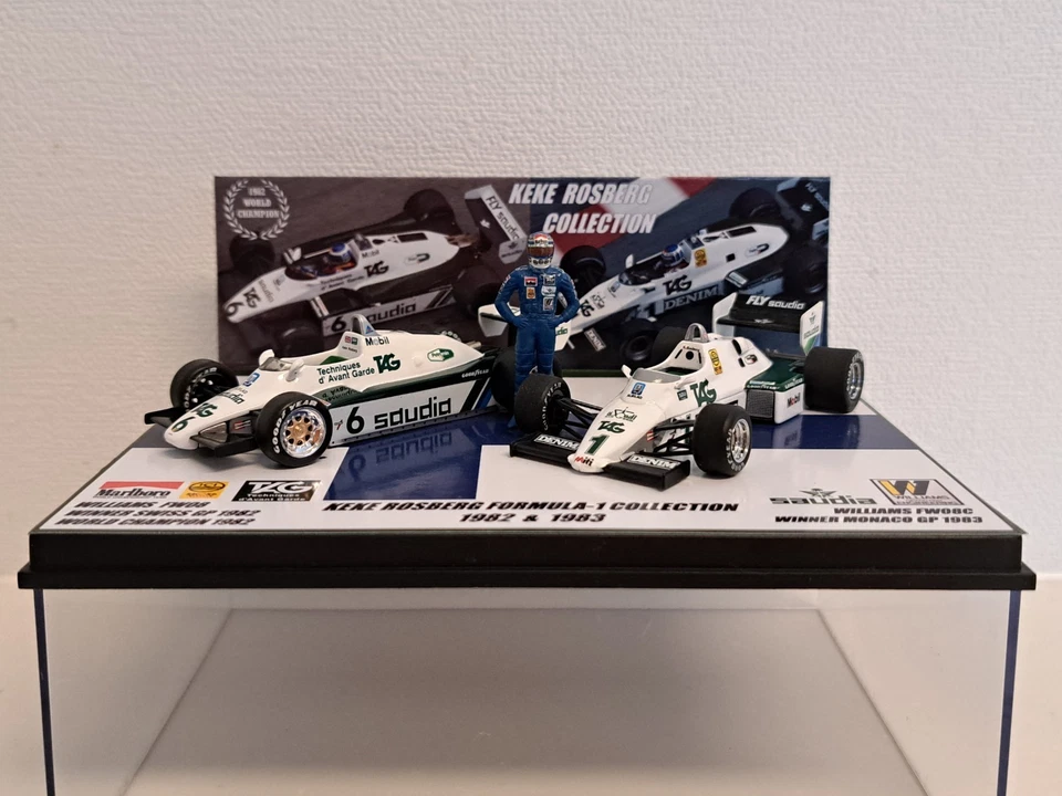 SET 2 AUTO 1:43 KEKE ROSBERG WILLIAMS FW08 1982 CAMPIONE DEL MONDO FW08C... - Immagine 3 di 4