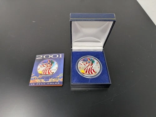 American Eagle Walking Liberty 2001 Colorized Silver Dollar 1oz .999 Fine Silver