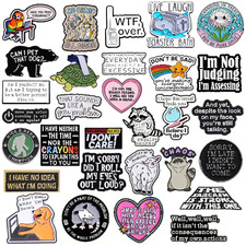Sarcastic Awkward Pun Sarcasm Sassy Antisocial Quirky IDC Funny Metal Badge Pin