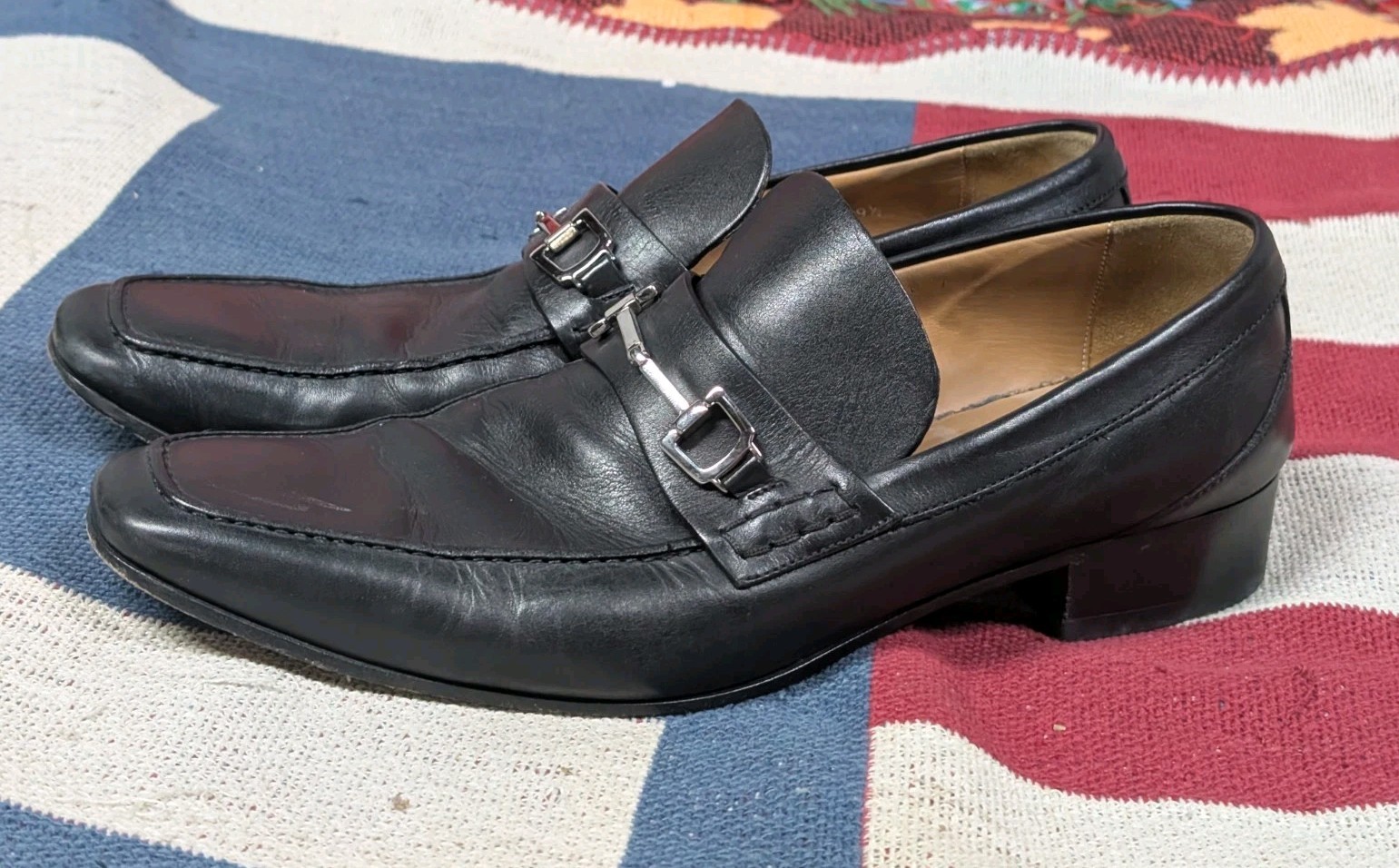 Gucci Horsebit Loafers Men's Size 9.5 M Black Leather Slip-On Dress Shoes Italy