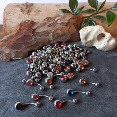 60 Bauchnabelpiercing Konvolut Strass Edelstahl Belly Button Ring (9)
