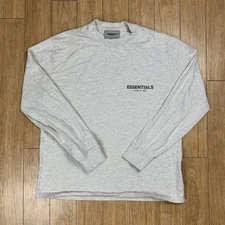 Essentials Fear Of God T Shirt Men Small Gray Long Sleeve Faded Crew Neck *READ
