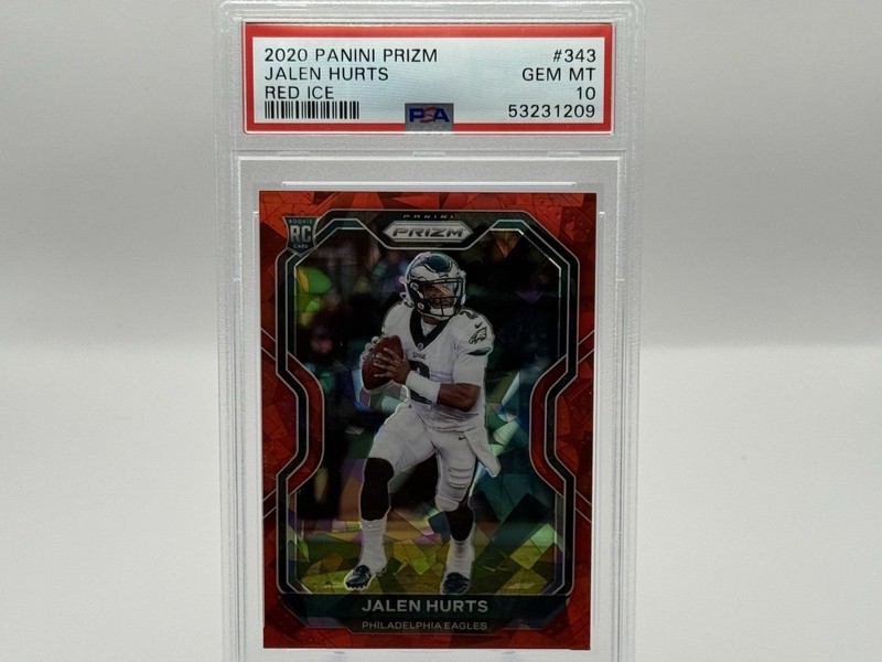 2020 Panini Prizm Jalen Hurts Red Ice RC PSA 10 GEM MINT #343 Eagles NFL Card