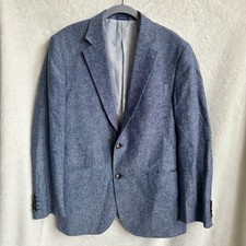 Stafford Tailored Culture Classic Fit Chambray Blue Linen Cotton Sport Coat 38R