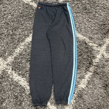Aviator Nation 5 Stripe Sweatpants Size Small Gray W/Blue Stripes