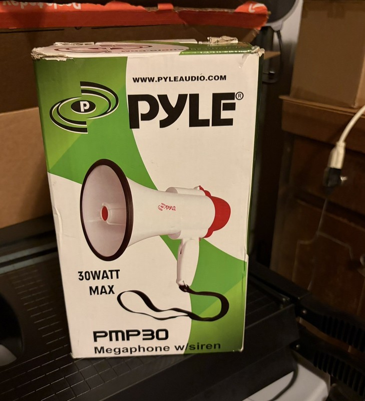 Pyle 30W Megaphone Speaker with Microphone, Loud Bullhorn Megaphones with Siren