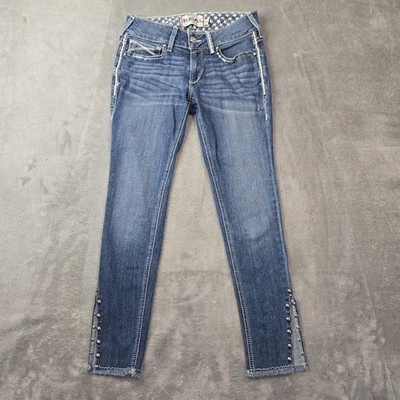ARIAT Real Skinny Womens Low Rise Eleanor Studded Denim Jeans Size 27 R ~29x27